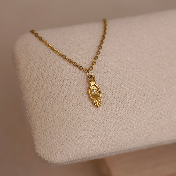 Hamsa Hand Kette ⟡ 18k vergoldet Moony Creations