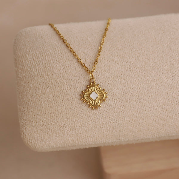 Kette Blume Weiß | Edelstahl Moony Creations