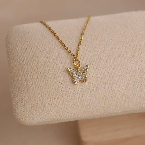 Kette Schmetterling | Messing & Zirkon Moony Creations