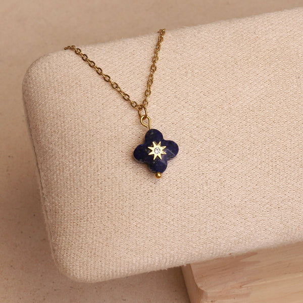 Lapis Lazuli Kleeblatt mit Nordstern ⟡ Edelsteinkette